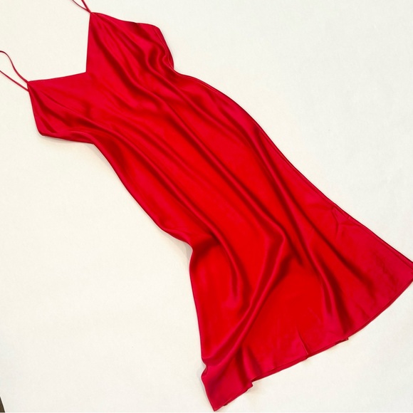 90s Victoria’s Secret Silk Cherry Red Vintage NWT NOS Midi Slip Dress M - Picture 4 of 9